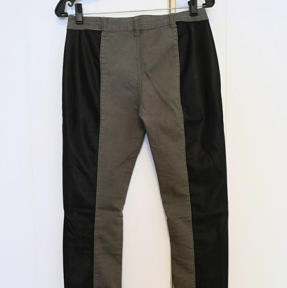 Olice Green/Black Pleather Skinny Jeans - Picture 6 of 7